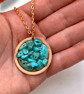 Turquoise Blue Magnesite Copper Geode Pendant - Crown Chakra Healing - Image 2