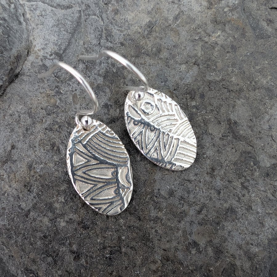 Fine Silver Drop Earrings - Sunrise Design