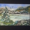 winter lakeside 1 .aceo original watercolour by Gweddusart