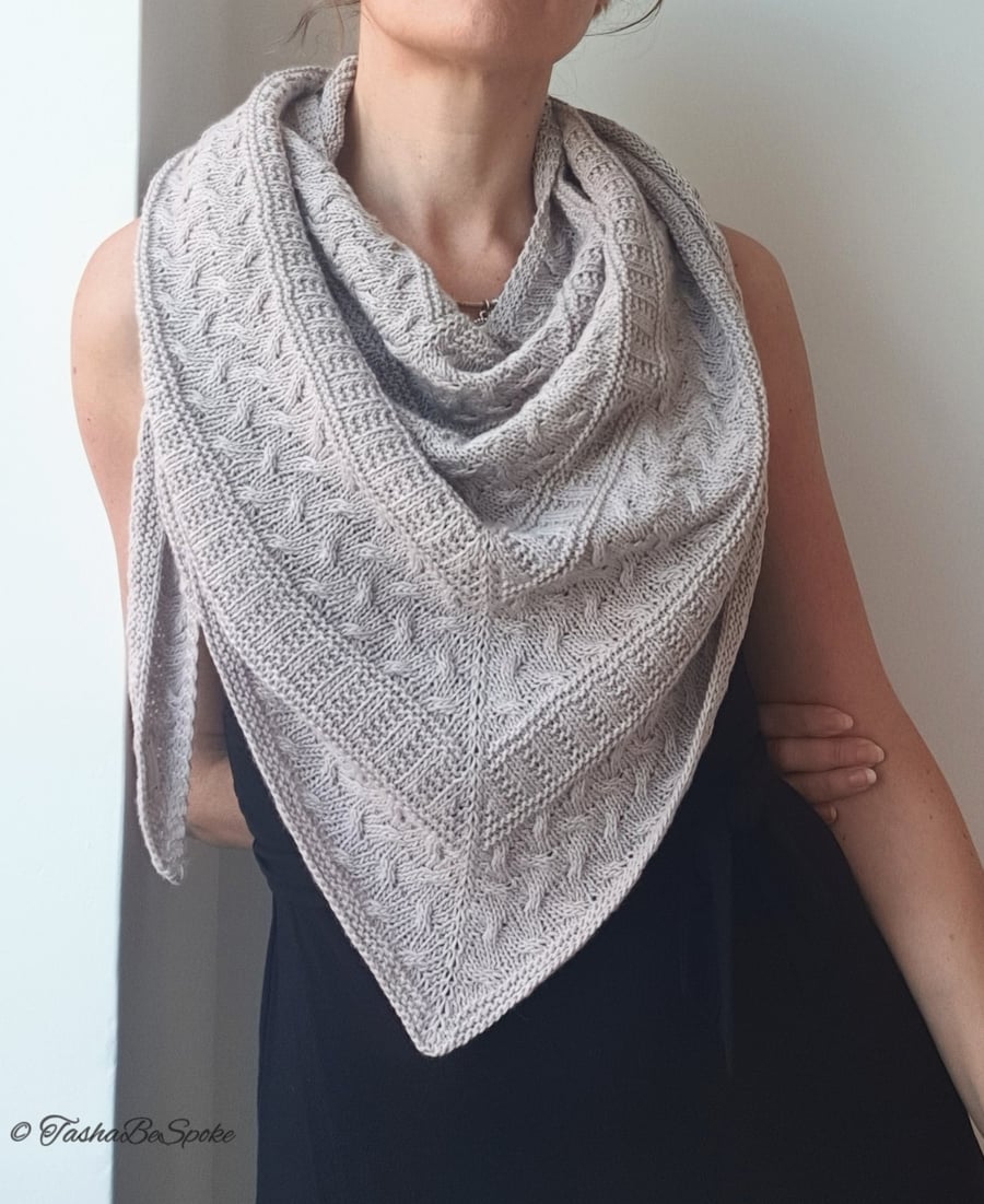 Hand knitted shawl, Merino wool shawl, Shoulder wrap