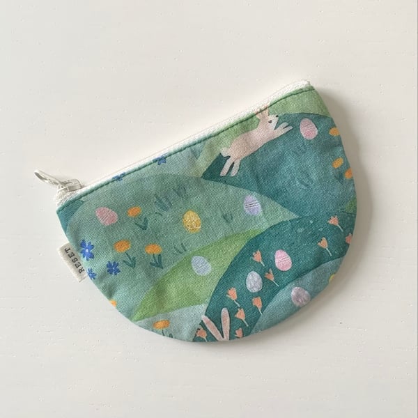Cute rabbit and nature fabric small zipped bag, coin purse, pouch bag