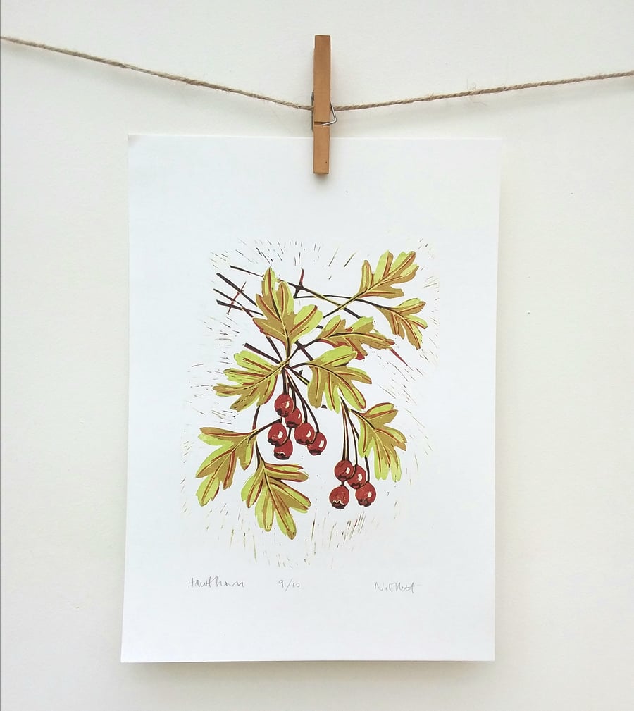 Hawthorn - linoprint