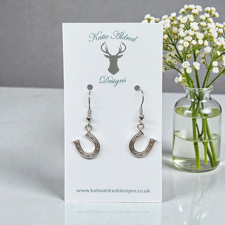 Charm Earrings - Silver Lines Horseshoe 