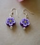 Purple Flower Polymer Clay Bead Earrings - Image 2