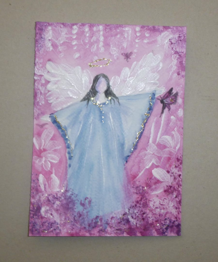 hand painted angel original painting ( ref F 783 PN G6 )