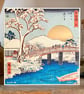 Handmade Japanese Greetings Card Katabira River by Utagawa Hiroshige