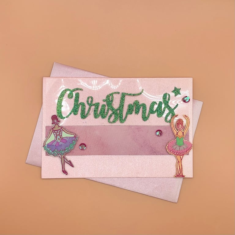 Handmade Christmas Ballerina Mini Card