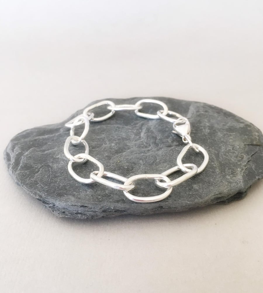 Silver Bracelet - Chunky Silver Bracelet - Silver Link Bracelet 