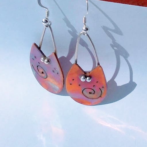 KITTYCAT EARRINGS IN COPPER, FINE SILVER & STERLING SILVER