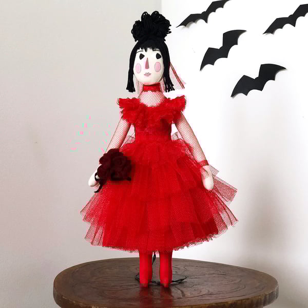 Hadndmade art doll, Lydia Deetz from Beetlejuice, collectible art doll, Beetleju