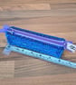 Pencil case - blue, purple, green mix, purple zip, purple charm - Image 3