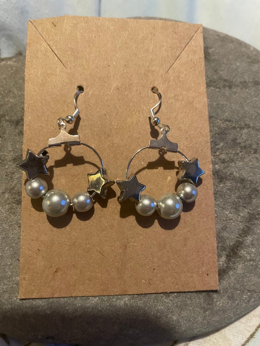 Earrings - Pearl and Silver star