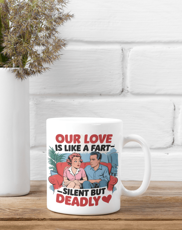 Funny Love Mug, Cheeky Anniversary Gift with Free Coaster