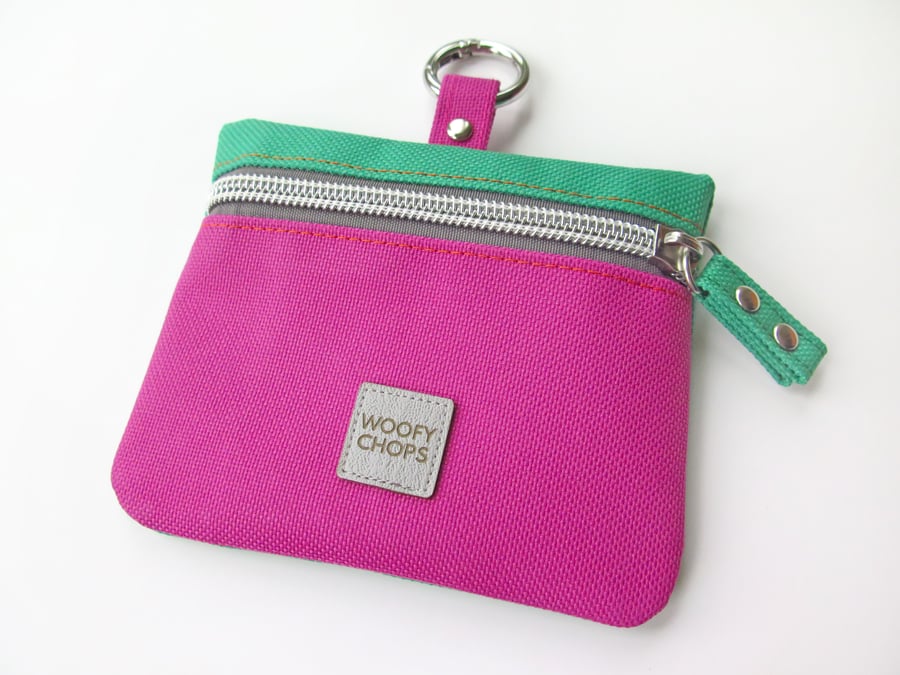 Special Edition Waterproof Dog Treat Bag Pouch in Pink and Green