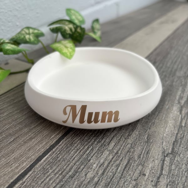 Personalised White Round Trinket Dish - Custom Name Gift