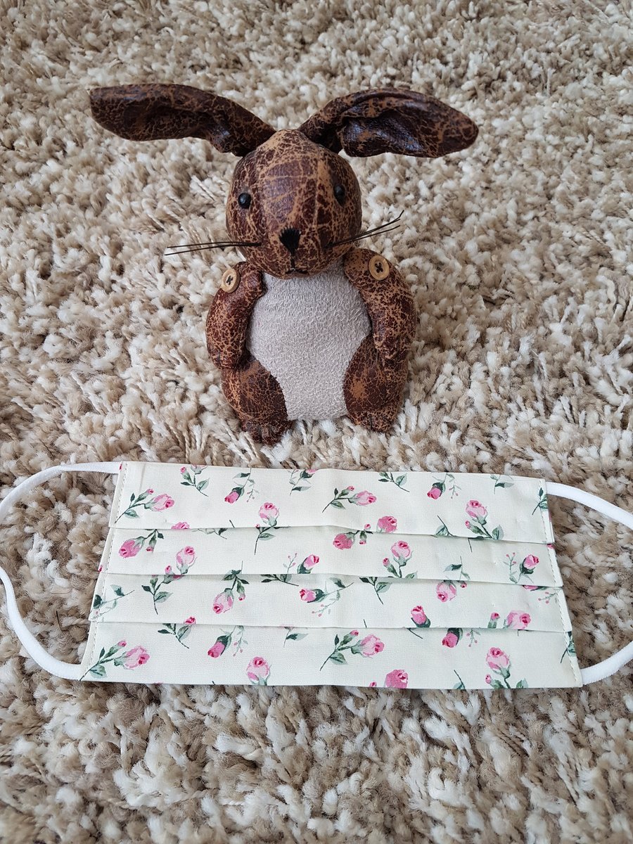 Adult  face covering - Pink Rose Stem print