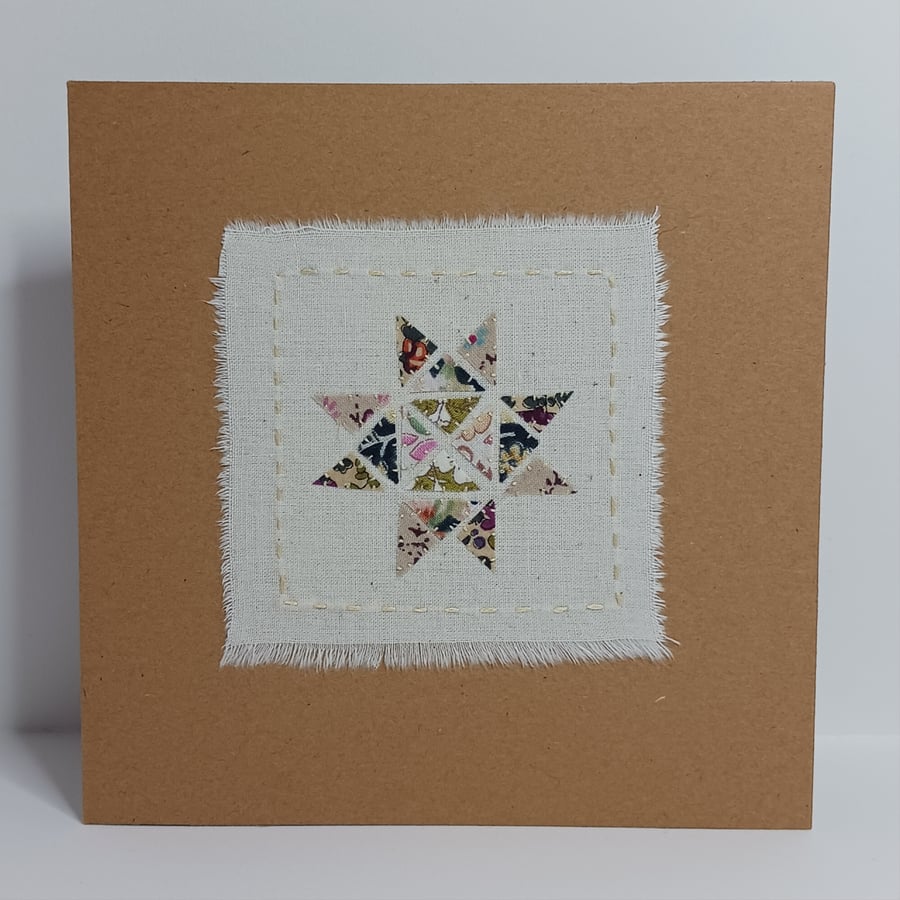 Patchwork Star Hand Stitched Card