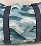 Handmade blue wave cotton fully lined tote bag with hand stitching