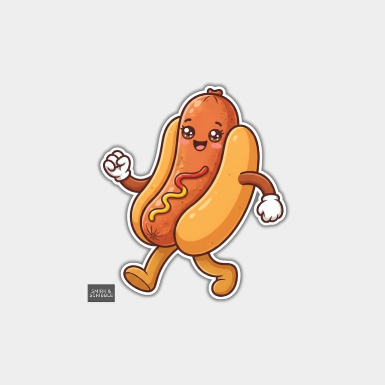 Funny Vinyl Die Cut Sticker For Adults - Cute Cheeky Hot Dog
