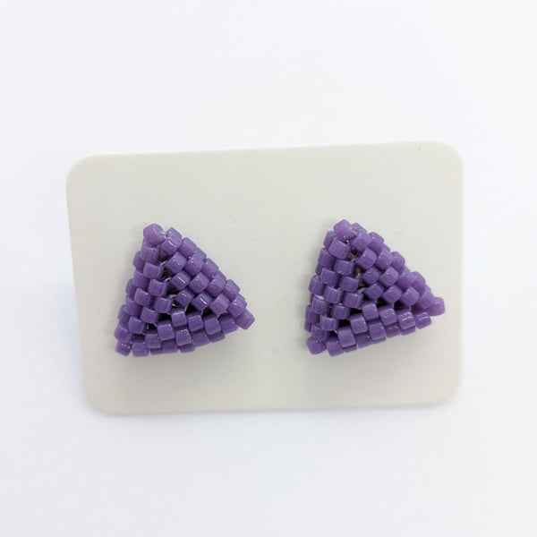 Triangle Stud Earrings - Dark Purple
