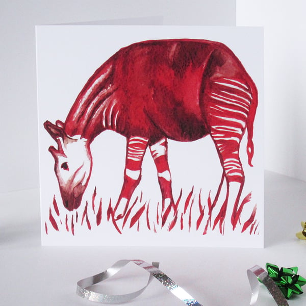 Okapi Artwork Blank Greeting Card - 15 x 15cm