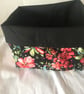 Fabric Storage Box Black Floral Cotton Reusable Storage Caddy - Image 4