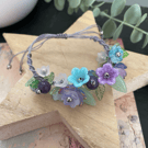 Feminine floral hand beaded bracelet, Mothers day gift, Summer accessories 
