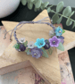 Feminine floral hand beaded bracelet, Mothers day gift, Summer accessories 