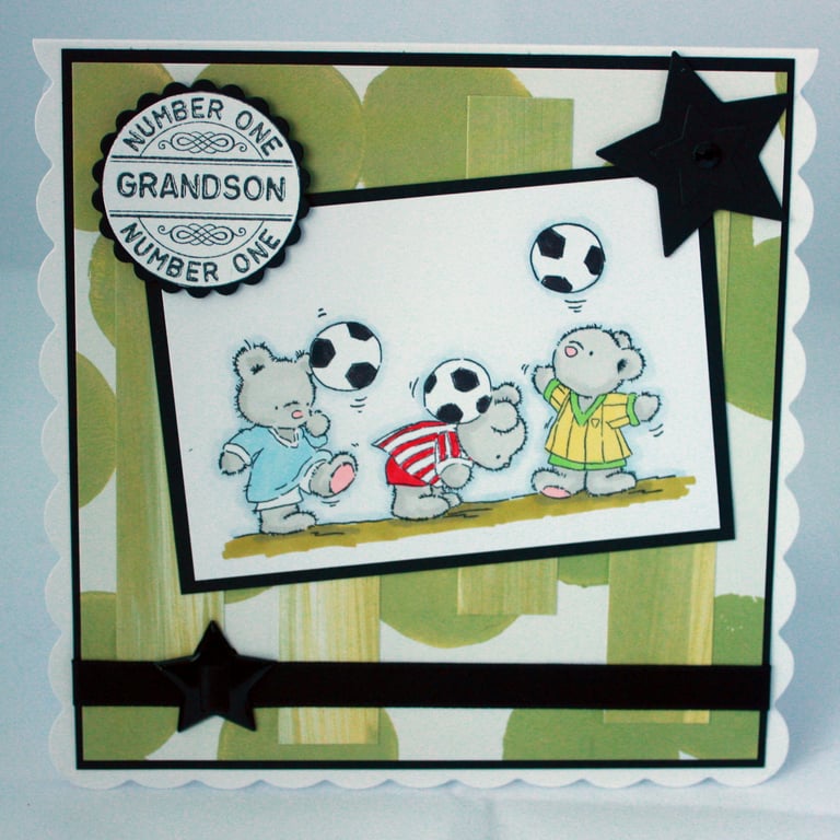 Grandson card - footballing bears