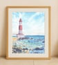 Coastal Lighthouse Art Print, Ocean Wall Decor, Nautical Beach House Artwork - Image 6