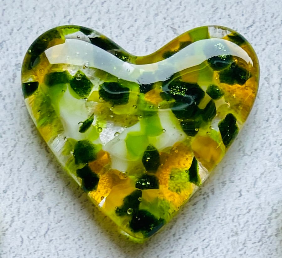 Fused glass Spring love heart