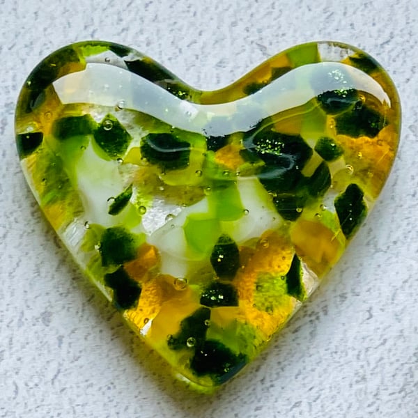 Fused glass Spring love heart