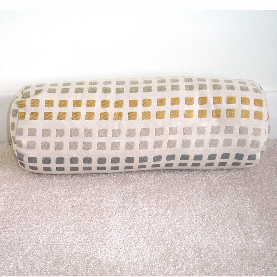 Yellow and Grey Bolster Cushion Cover 16"x6" Round Cylinder Neck Roll Pillow