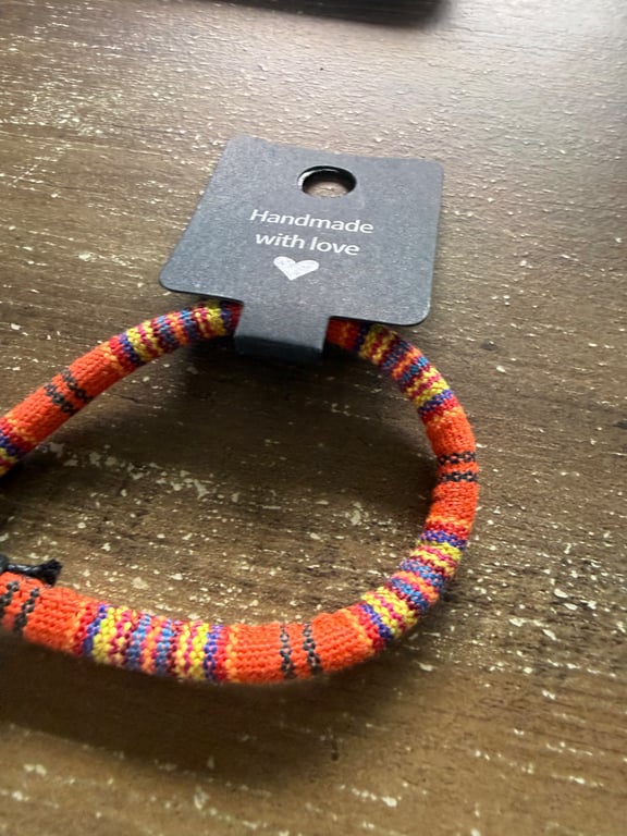 Handmade Bright Orange Woven Cord Bracelet