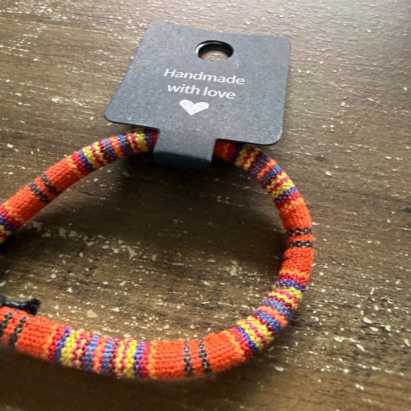 Handmade Bright Orange Woven Cord Bracelet
