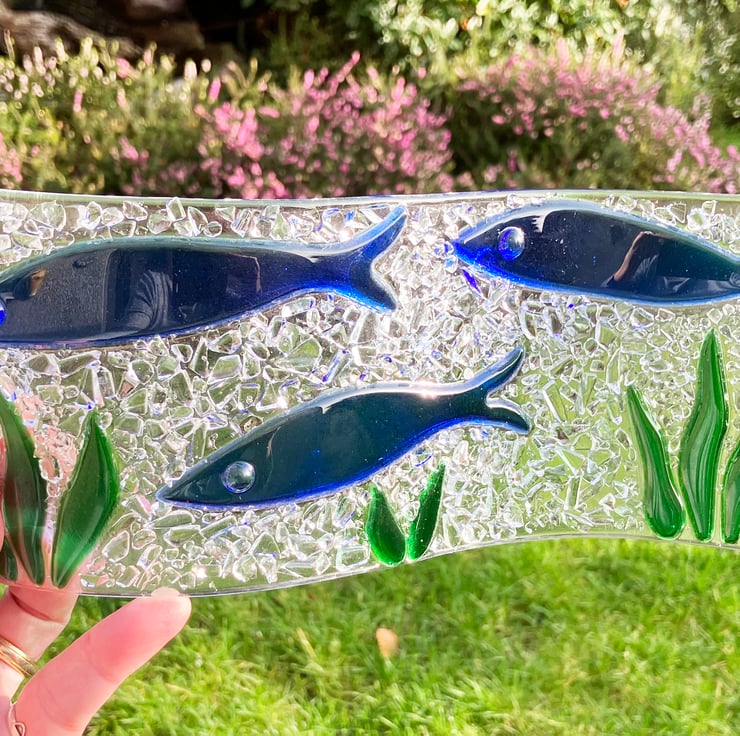 Fused Glass Freestanding Curved Panel with a Fi... Folksy