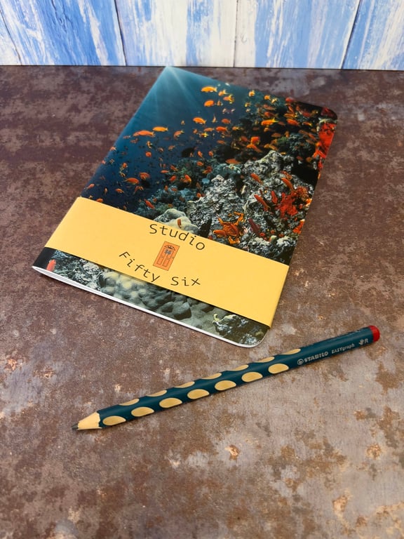 Notebook, Marine themed, A5 (ish), made from up-cycled and recycled materials.