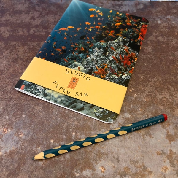 Notebook, Marine themed, A5 (ish), made from up-cycled and recycled materials.