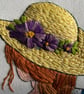 A girl with flowing hair and straw hat in a flower field - Image 4