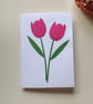 Watermelon Paper Tulip - Flower Shop Moments, Blank Handmade Floral Card 