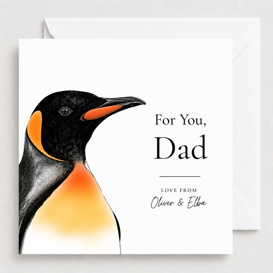 Personalised Penguin Father's Day Card