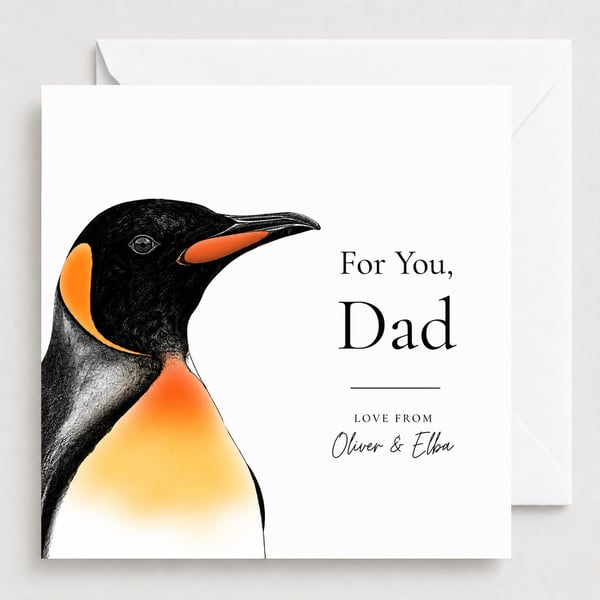 Personalised Penguin Father's Day Card