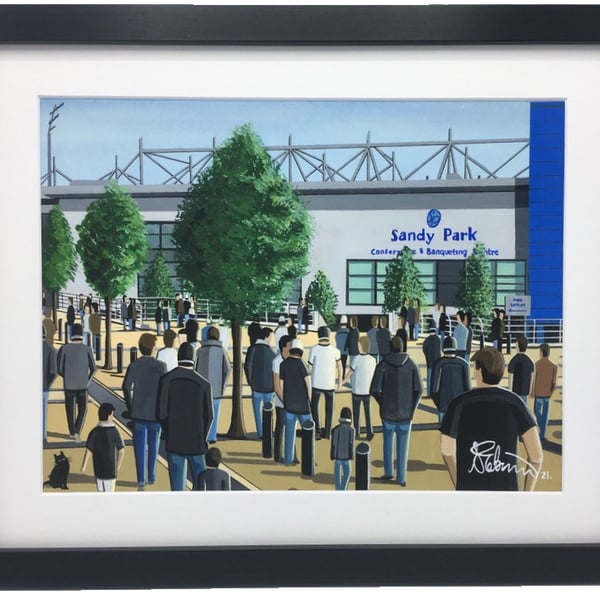 Exeter Chiefs, Sandy Lane Stadium, High Quality Framed Rugby Art Print.