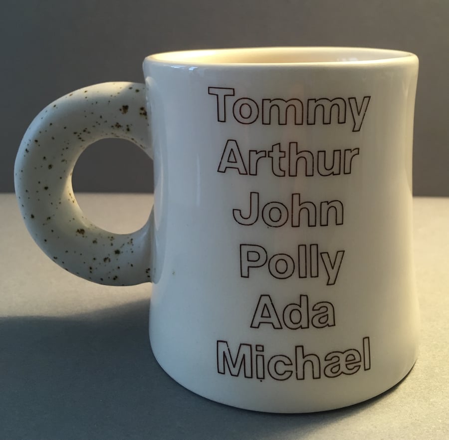 Peaky Blinders. Speckled glaze. Coffee. Ceramic mug. TV series.