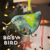 Light Aquamarine fused glass BABY bird