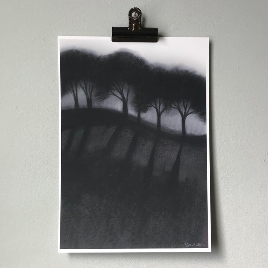 Moonlit Trees I, digital art print