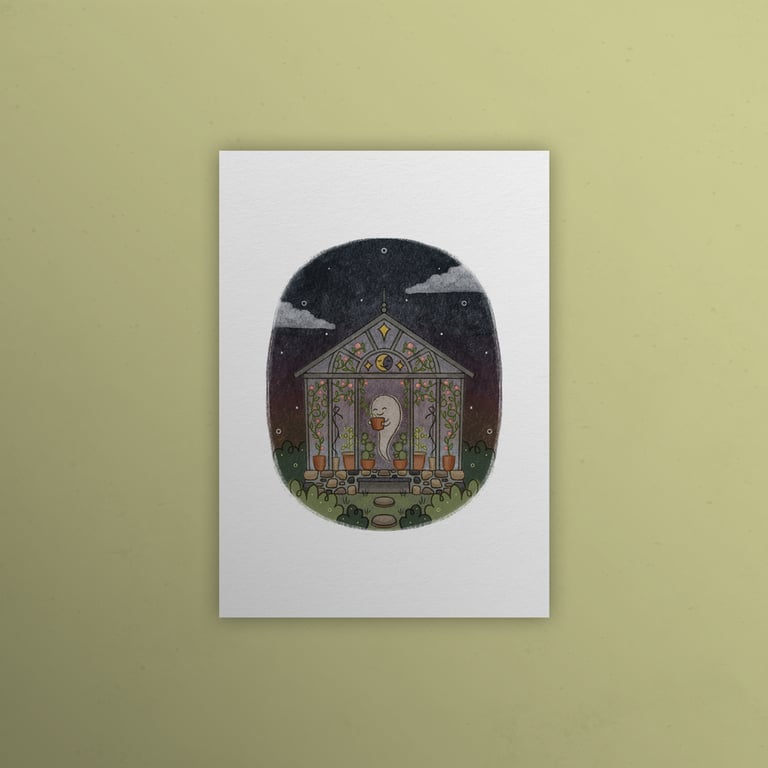Ghostly greenhouse, Ghosts of Summer, 90s nostalgia, A5 art print