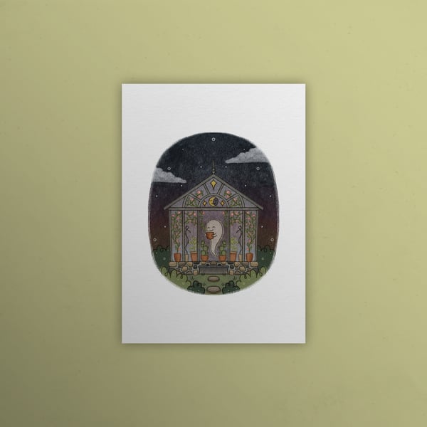 Ghostly greenhouse, Ghosts of Summer, 90s nostalgia, A5 art print