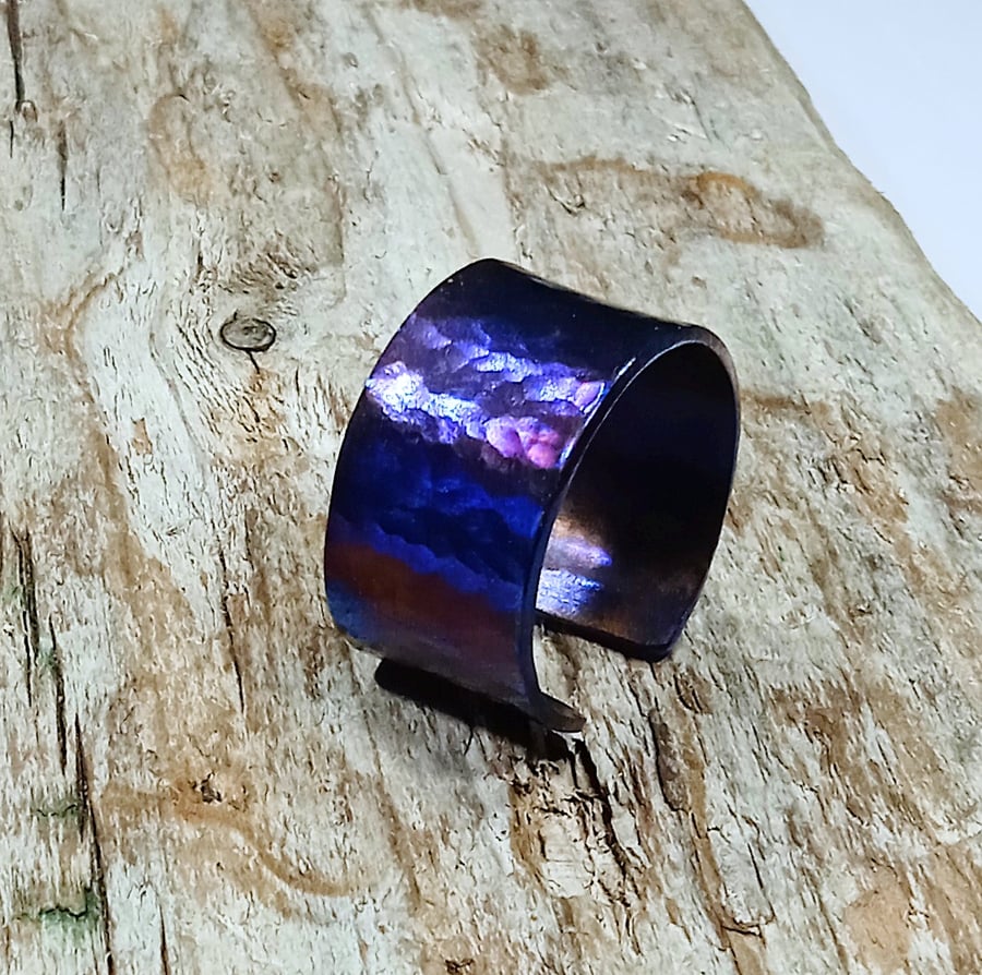 Textured Coloured Titanium Open Ring (UK S - T size) - UK Free Post