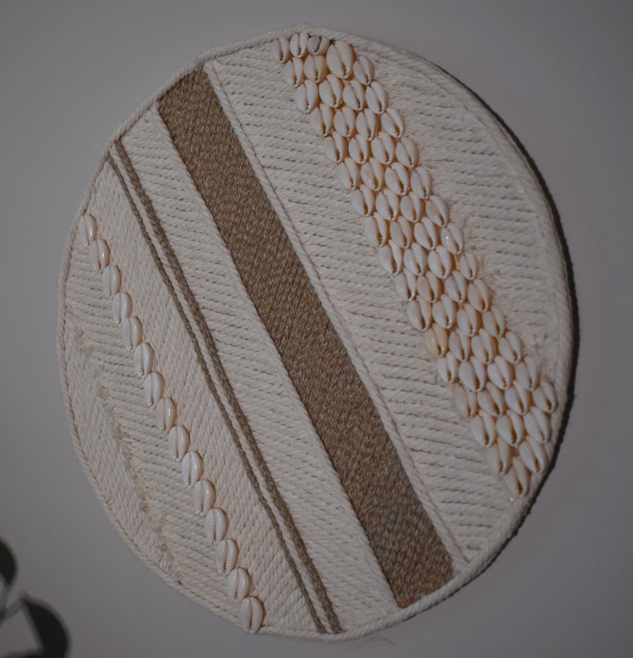 Off White & Mixed Jute Striped Wall Hanging (Medium)